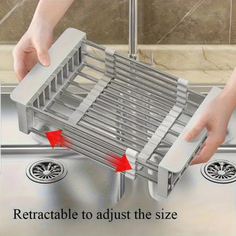 Adjustable Stainless Steel Over-Sink Dish Rack